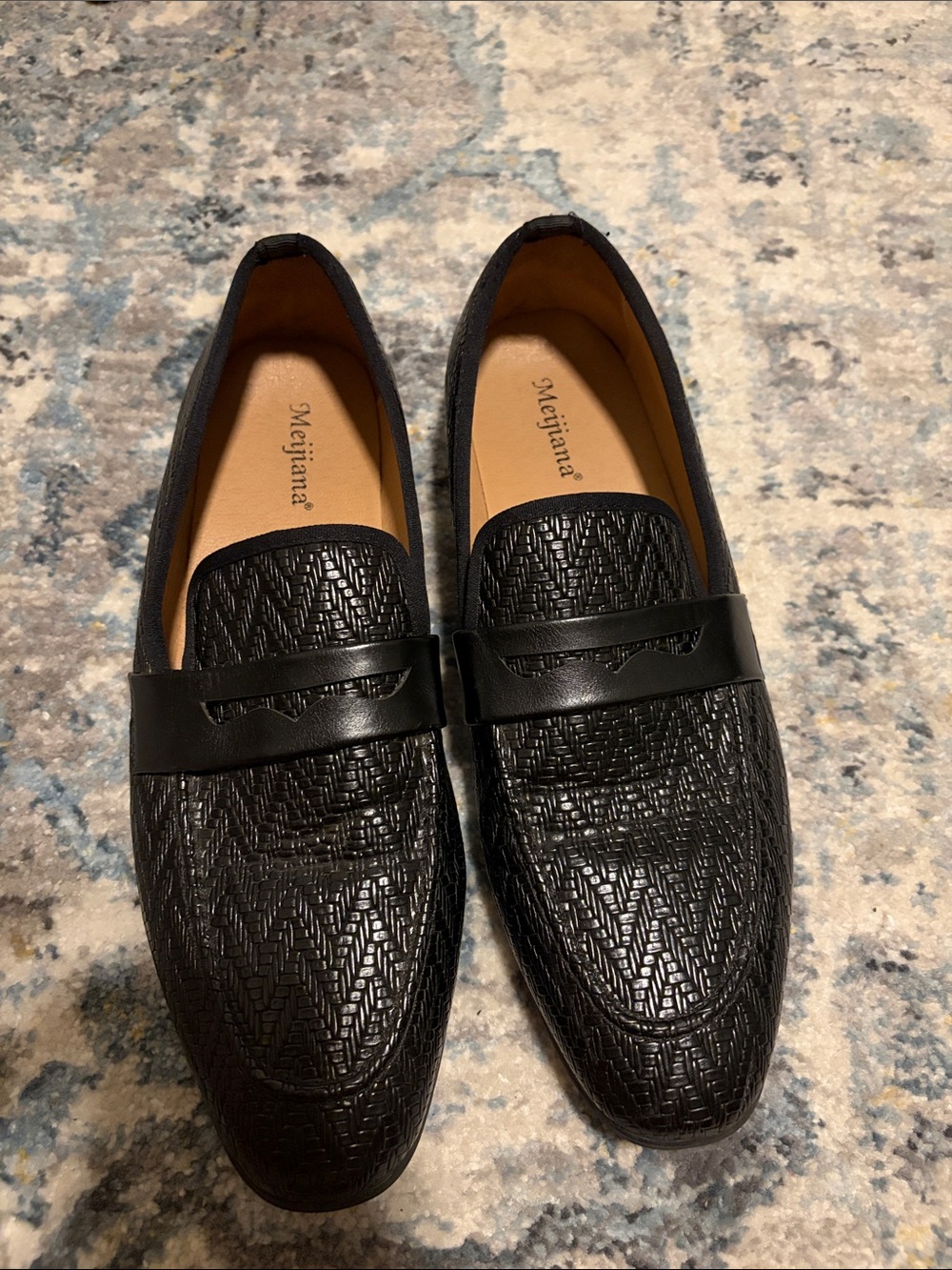 Anna Black Men's Patterned Penny Loafers